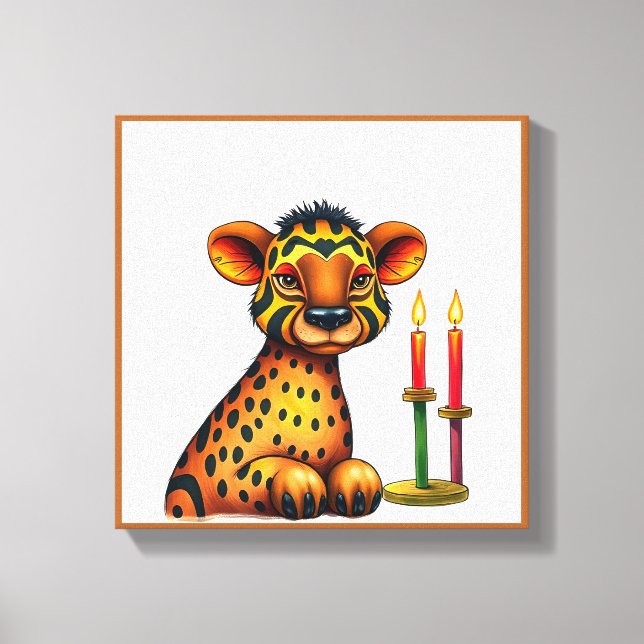 Impressão Em Tela Animais selvagens festivos Kwanzaa vibrantes em di (Frente)