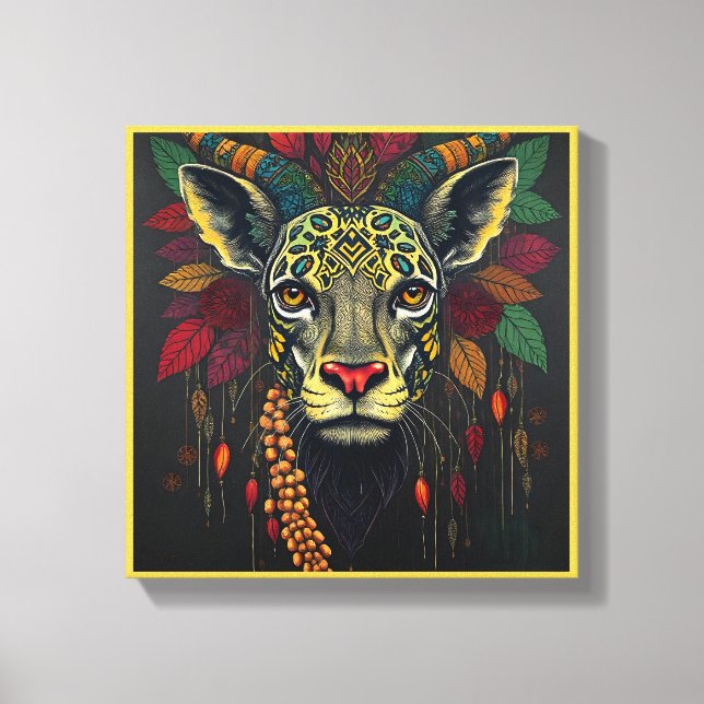 Impressão Em Tela Animais selvagens festivos Kwanzaa vibrantes em di (Frente)