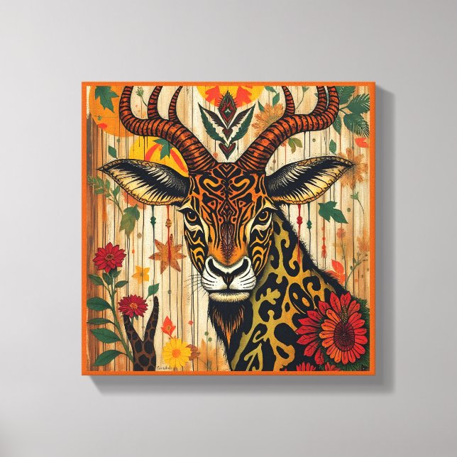 Impressão Em Tela Animais selvagens festivos Kwanzaa vibrantes em di (Frente)