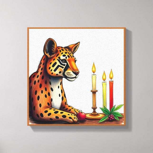 Impressão Em Tela Animais selvagens festivos Kwanzaa vibrantes em di (Frente)