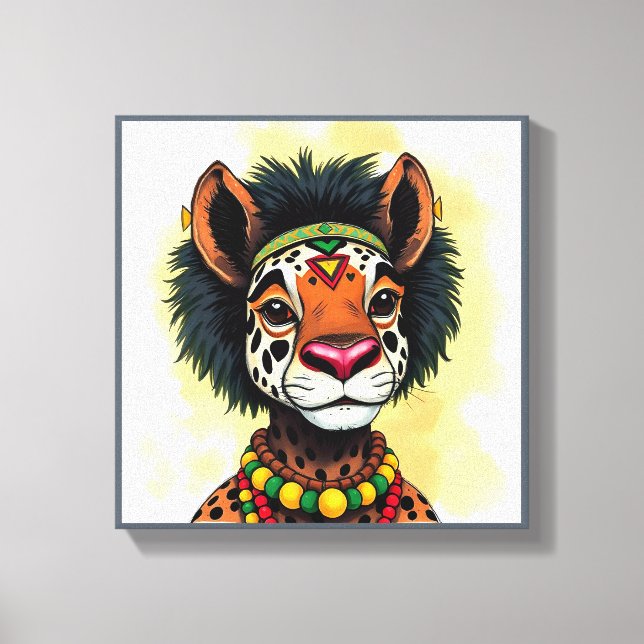 Impressão Em Tela Animais selvagens festivos Kwanzaa vibrantes em di (Frente)