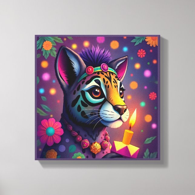 Impressão Em Tela Animais selvagens festivos Kwanzaa vibrantes em di (Frente)