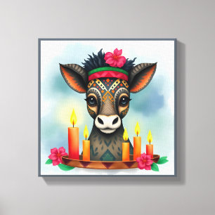 Impressão Em Tela Animais Selvagens Vibrantes do Kwanzaa Disfarçados