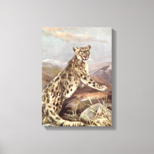Impressão Em Tela Animais Selvagens Vintage, Leopardo da Neve por CE