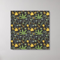 Animais tropicais, palmeira-macaco, padrão sem des