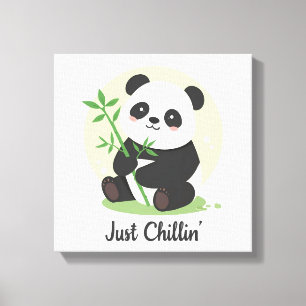 Impressão Em Tela Animal Relaxado com Folhas de Bambu
