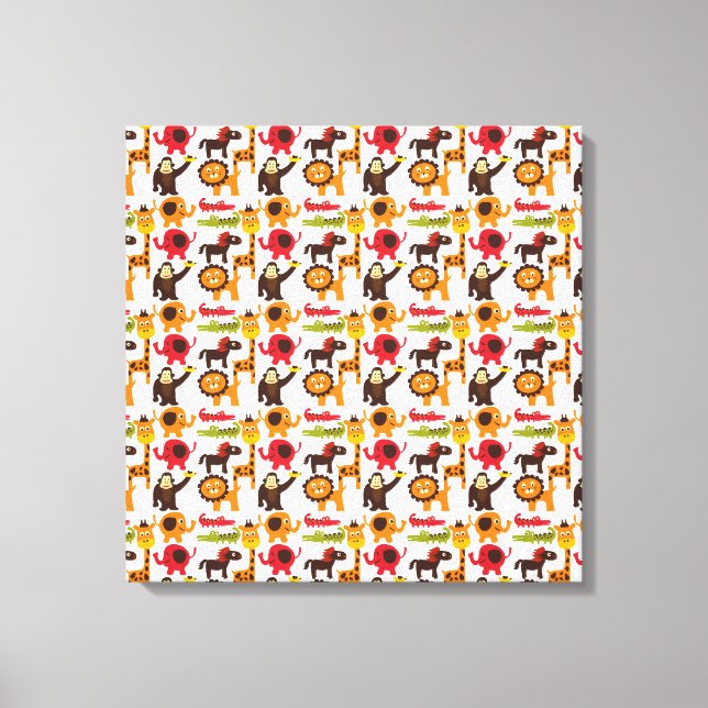 Impressão Em Tela Animal Safari Zoo da Aldeia da Selva Bonita e Dive (Frente)