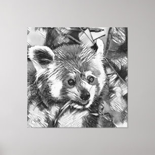 Impressão Em Tela AnimalArtBW_RedPanda_003