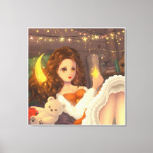 Anime Bonita no estilo Vintage Tela de impressão