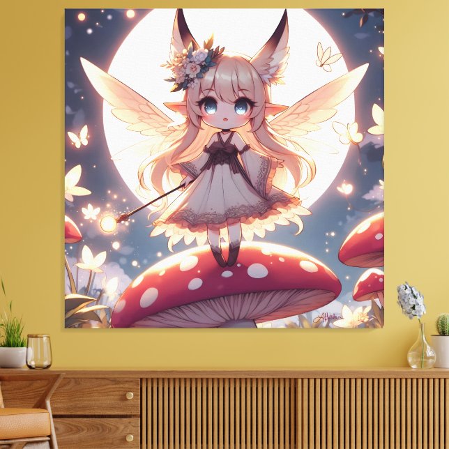 Impressão Em Tela Anime Girl Pixie Hippie Moon Fairy (Insitu(Sala de estar))