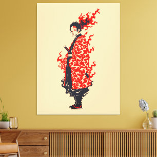 Impressão Em Tela Anime Samurai Fiery Warrior Anime Japonês