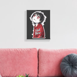 Impressão Em Tela Anime Sombrio "Ainda Aqui" Estético Ilustrações Gó