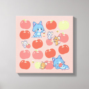 Impressão Em Tela Anime Tom, Jerry e Tuffy Apple Pattern