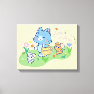 Impressão Em Tela Anime Tom, Jerry e Tuffy Picnic