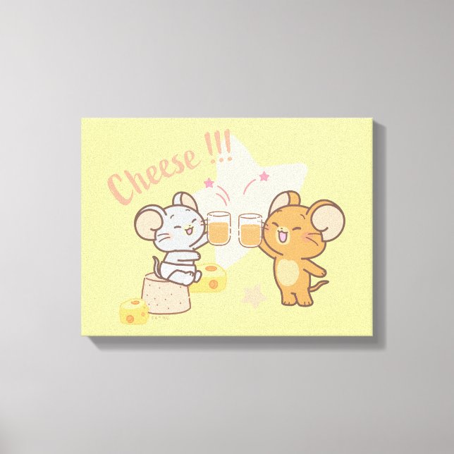 Impressão Em Tela Anime Tuffy e Jerry Cheers para Queijo (Frente)