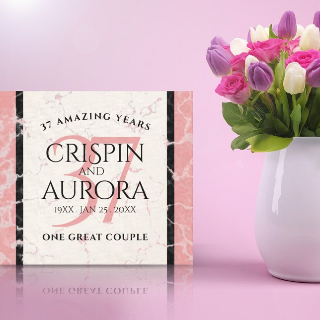 Impressão Em Tela Aniversário Casado Elegante 37.º Alabastro (Criador carregado)