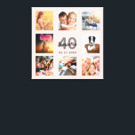 Impressão Em Tela aniversário de 40 anos personalizado colagem de fo<br><div class="desc">Um presente ou guardião único de aniversário de 40 anos, celebrando sua vida com uma colagem de 8 fotos suas. Adicione imagens de sua família, amigos, animais de estimação, hobbies ou destino de viagem de sonho. Personalize e adicione um nome, 40 anos e uma data. Cinzas e letras pretas. Um...</div>
