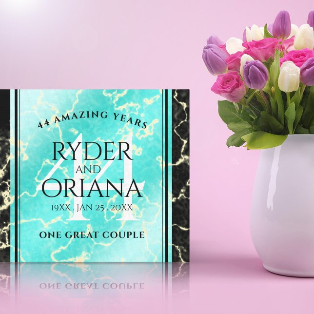 Impressão Em Tela Aniversário de Casamento da 44 Turquesa Elegante (Criador carregado)