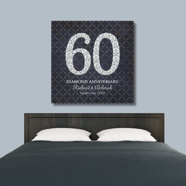 Impressão Em Tela Aniversário de Casamento de Diamante 60 Anos Real (Diamond 60th Wedding Anniversary Real Canvas Print
)