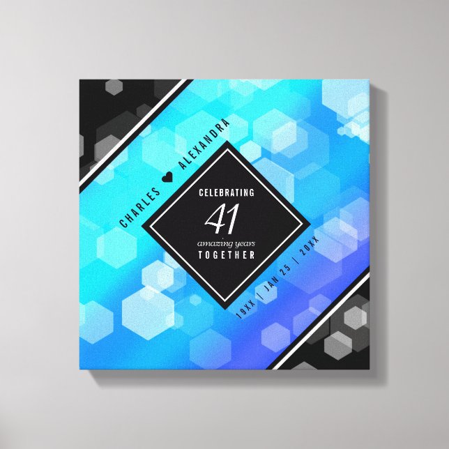 Impressão Em Tela Aniversário de Casamento de Topaz Azul Elegante 41 (Frente)