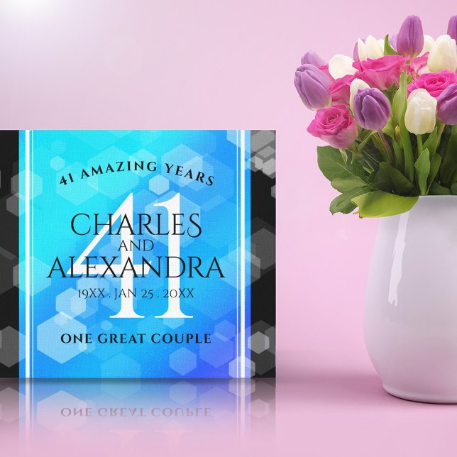 Impressão Em Tela Aniversário de Casamento de Topaz Azul Elegante 41 (Criador carregado)