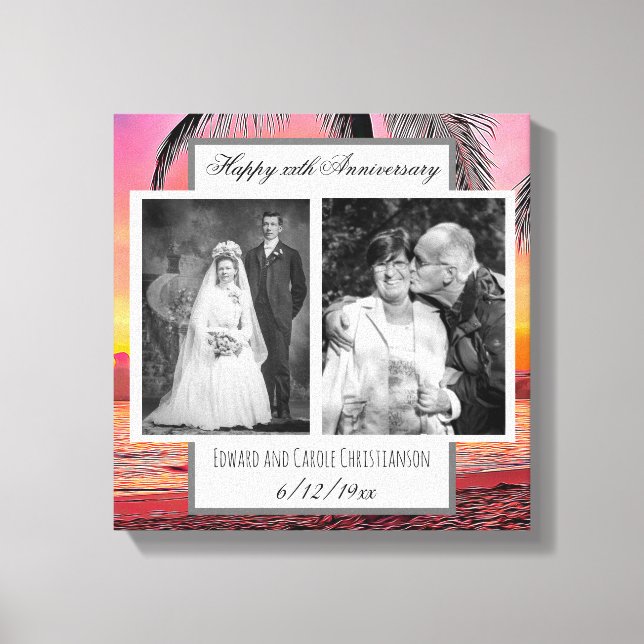 Impressão Em Tela Aniversário de Foto do Casamento (Frente)