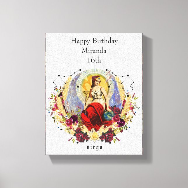 Impressão Em Tela Aniversário de setembro Virgo Zodiac - Presente Pe (Frente)