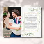 Impressão Em Tela Aniversário de Vows de Casamento de Foto Greenery<br><div class="desc">Personalize com seus votos de casamento e foto especial para criar uma única manutenção do seu dia mais especial. Projetado por Thisnotme©</div>