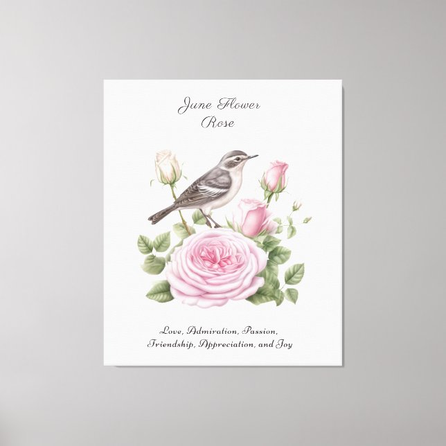 Impressão Em Tela Aniversário do Elegante Rosa de Flor do Mês do Nas (Frente)