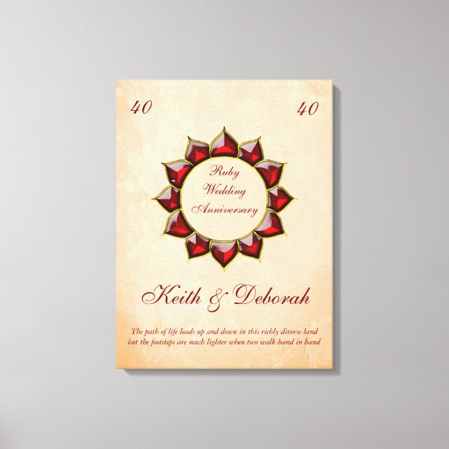 Impressão Em Tela Aniversário personalizável de casamento Ruby (Frente)