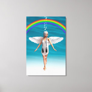 Impressão Em Tela Anjo Branco sob o Arco-íris