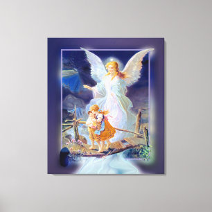 Impressão Em Tela Anjo-da-guarda, crianças, ponte (design exclusivo