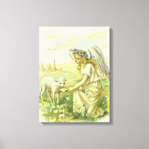 Impressão Em Tela Anjo da Páscoa Religiosa Vitoriana Antiga com Cord