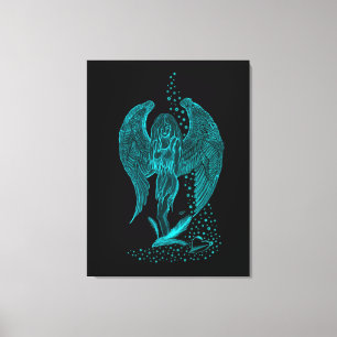 Impressão Em Tela Anjo perdido no Amor, desenho preto e verde