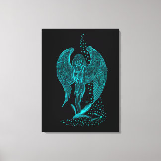 Impressão Em Tela Anjo perdido no Amor, desenho preto e verde