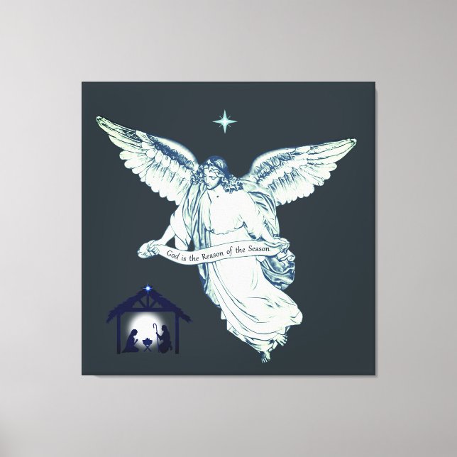 Impressão Em Tela Anjo Vintage Elegante com Belém (Frente)