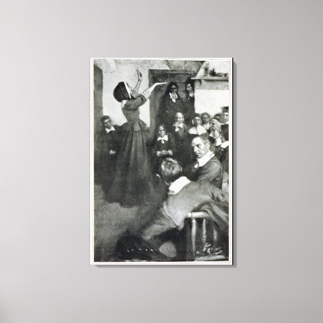 Impressão Em Tela Anne Hutchinson pregando em sua casa em Boston (Frente)