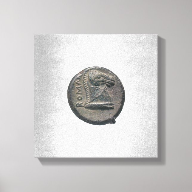 Impressão Em Tela Antic Moedas Romanas Prateadas Cavalo de Prata Fun (Frente)