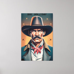 Impressão Em Tela Antiga lenda ocidental Doc Holliday