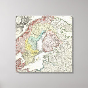 Impressão Em Tela Antigo mapa da Escandinávia Finlândia Noruega