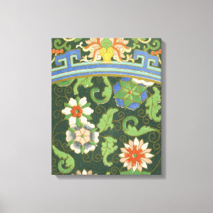 Impressão Em Tela Antigo Padrão Chinês de Cloisonné: Jade Verde