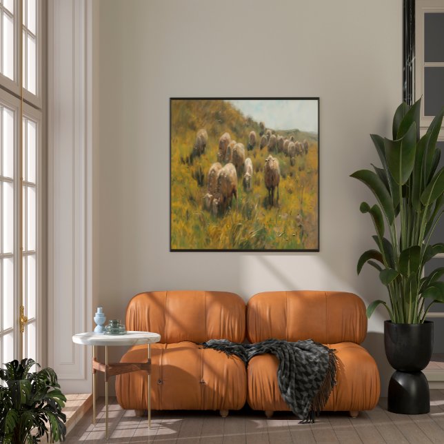 Impressão Em Tela Antiguamente Pastagem de Ovinos Vintage (Antique Sheep Pasture Vintage Farmhouse Country   )