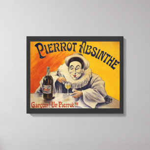 Impressão Em Tela Anúncio Francês Antigo de Absinto do Pierrot