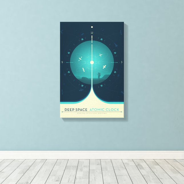 Impressão Em Tela Anúncio Sci-Fi, Relógio Atômica Azul, Espaço Profu (Insitu(piso de madeira))