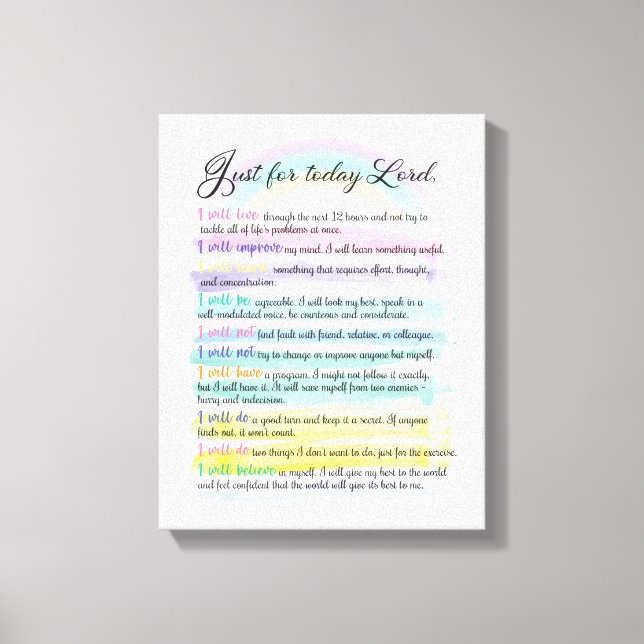 Impressão Em Tela Apenas por hoje, Senhor (Frente)