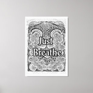 Impressão Em Tela Apenas Respire - Calmando Inspirado em Mandala