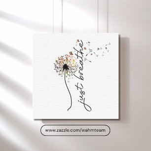 Impressão Em Tela Apenas Respire Dandelion Borboleta Inspiração Yoga