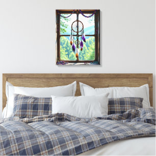 Impressão Em Tela Apoiante de Sonhos na Janela Arte Boho