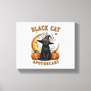 Impressão Em Tela Apothecary Gato Negro - Lua e Pum Testemunha do Ha