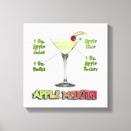 Impressão Em Tela Appletini - Apple Martini Cocktail Receita 12"x12"